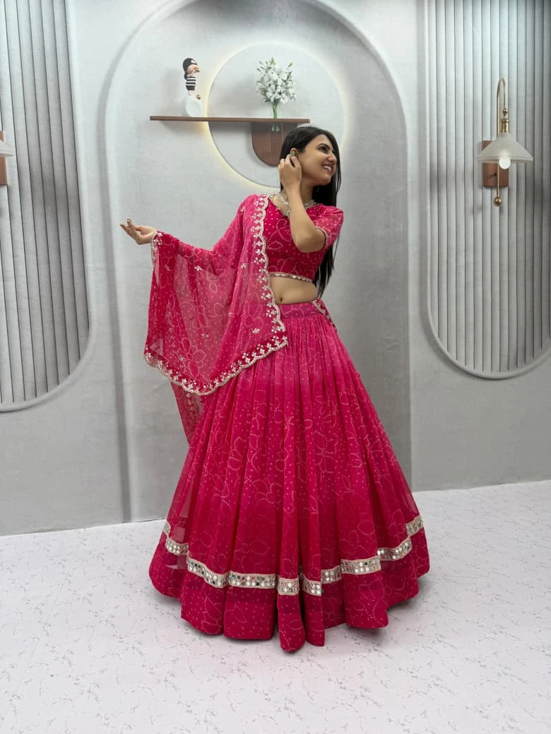 Navratri Special Georgette Printed Lehenga Choli With Heavy Mirror Work 2