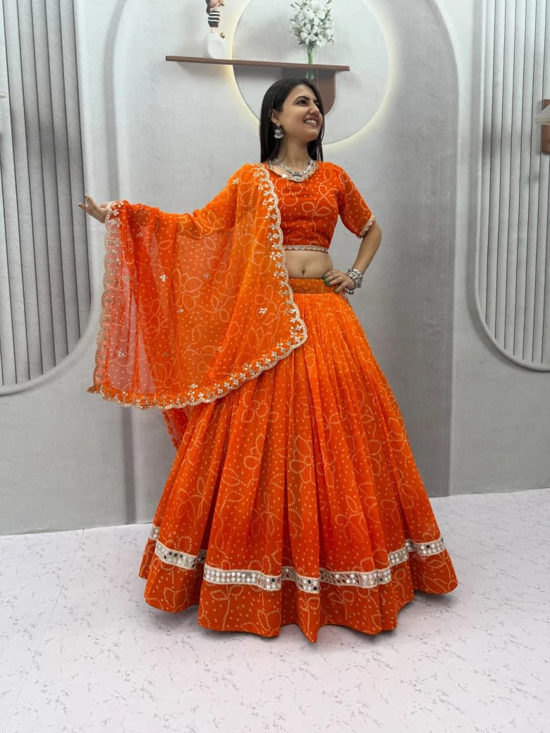Navratri Special Georgette Printed Lehenga Choli With Heavy Mirror Work 3