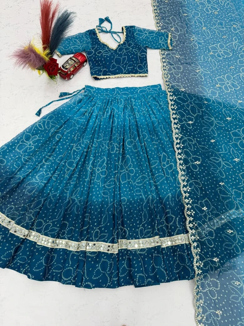 Navratri Special Georgette Printed Lehenga Choli With Heavy Mirror Work 6