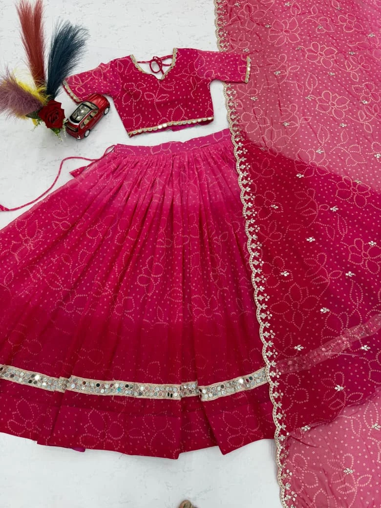 Navratri Special Georgette Printed Lehenga Choli With Heavy Mirror Work 7