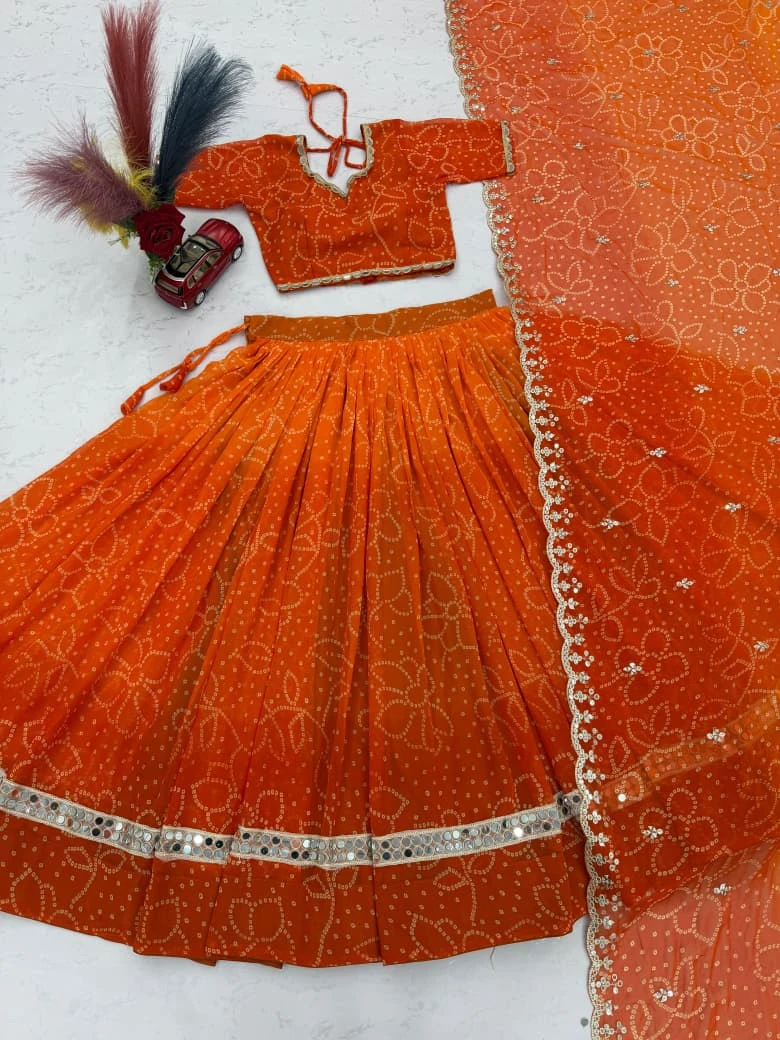 Navratri Special Georgette Printed Lehenga Choli With Heavy Mirror Work 8