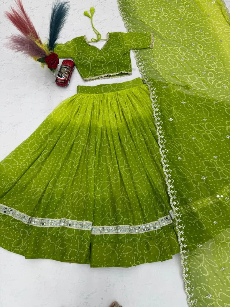 Navratri Special Georgette Printed Lehenga Choli With Heavy Mirror Work 9