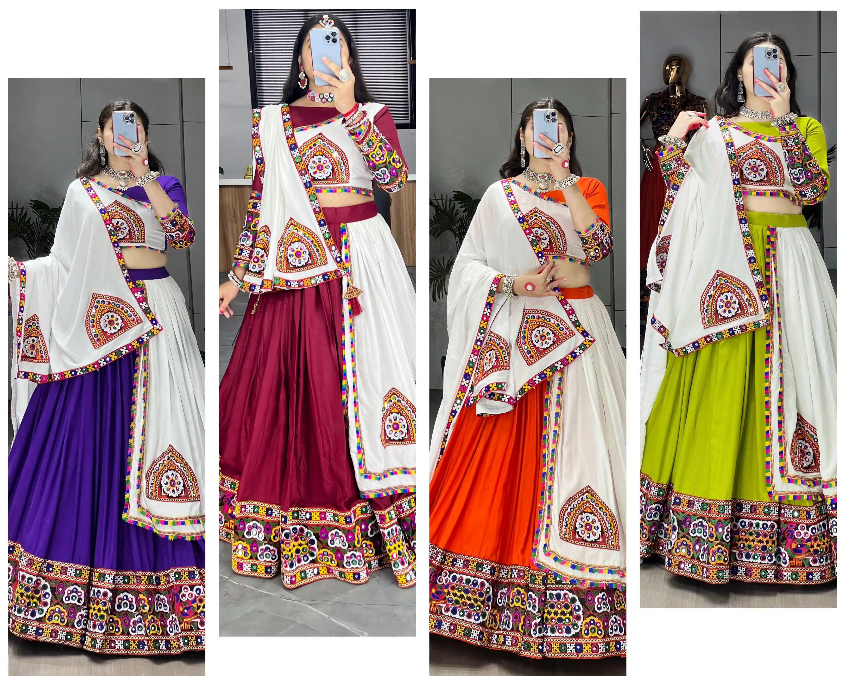 Navratri Special Pure Rayon Cotton Lehenga Choli With Gamthi And Real Mirror Work 4