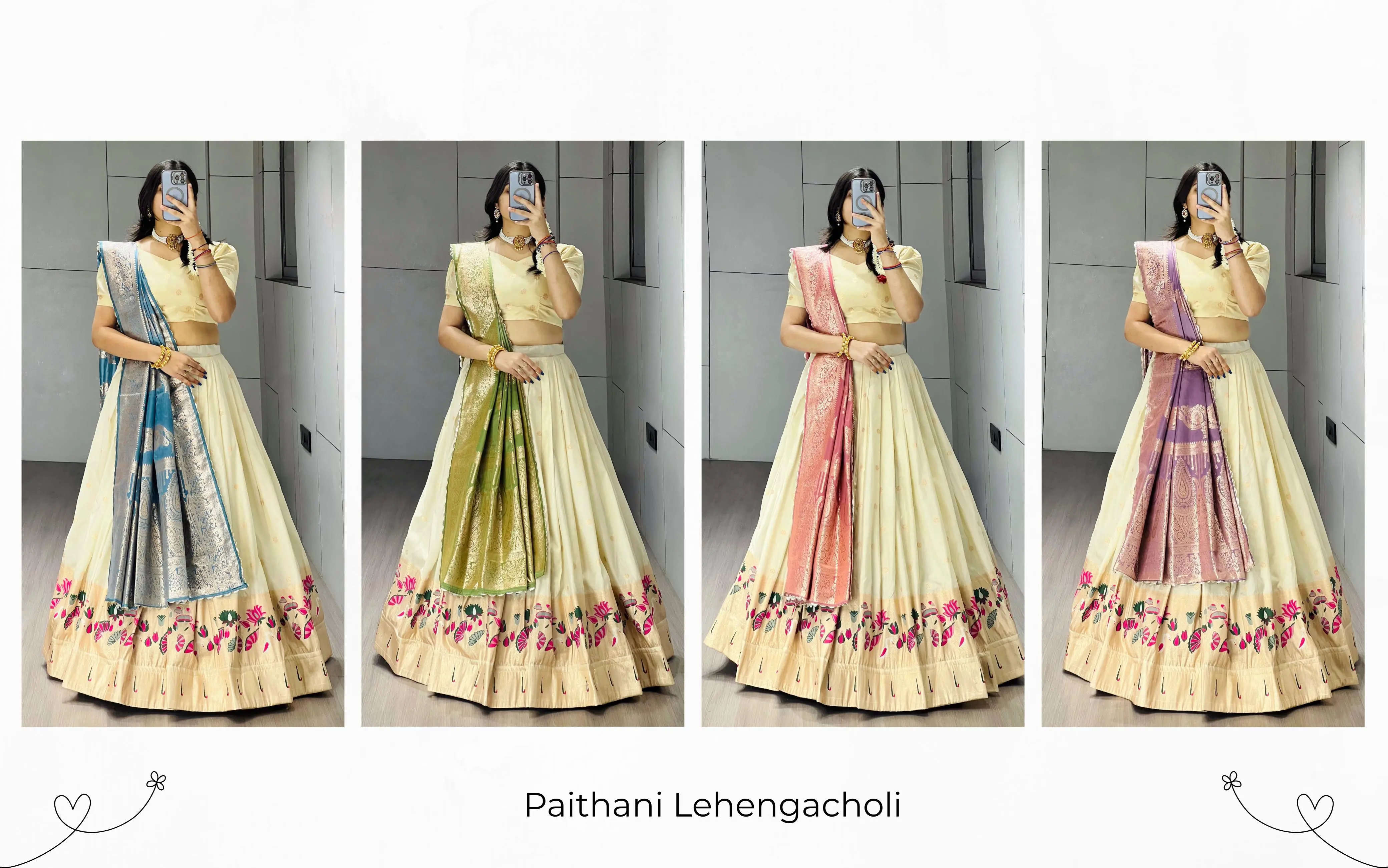 New Arrivals Paithani Silk Lehenga Choli Lotus With Zari Weaving Work 3