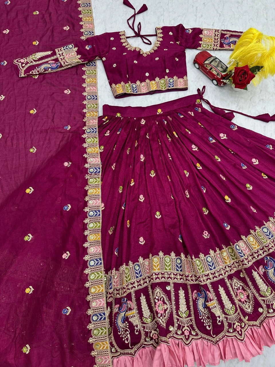 New Festival Pure Vichitra Lehenga Choli With Heavy Embroidery Work 2