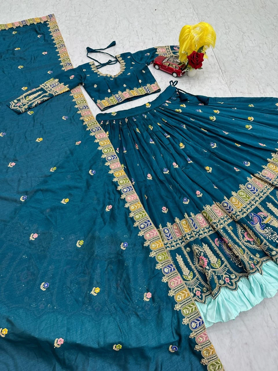 New Festival Pure Vichitra Lehenga Choli With Heavy Embroidery Work 3