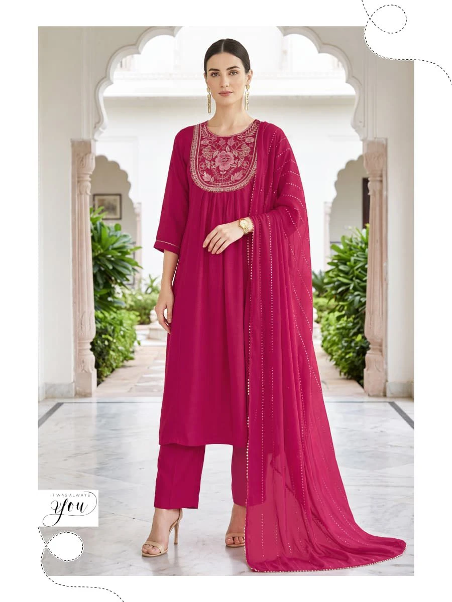 OSSM Noor Vol 02 Mal Chanderi Readymade Kurti Pant Dupatta Wholesale Catalogue 3