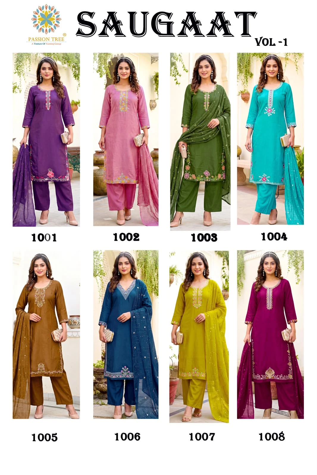 Passion Tree Saugaat Vol-1 To Palazzo Dupatta Wholesale Collection 8