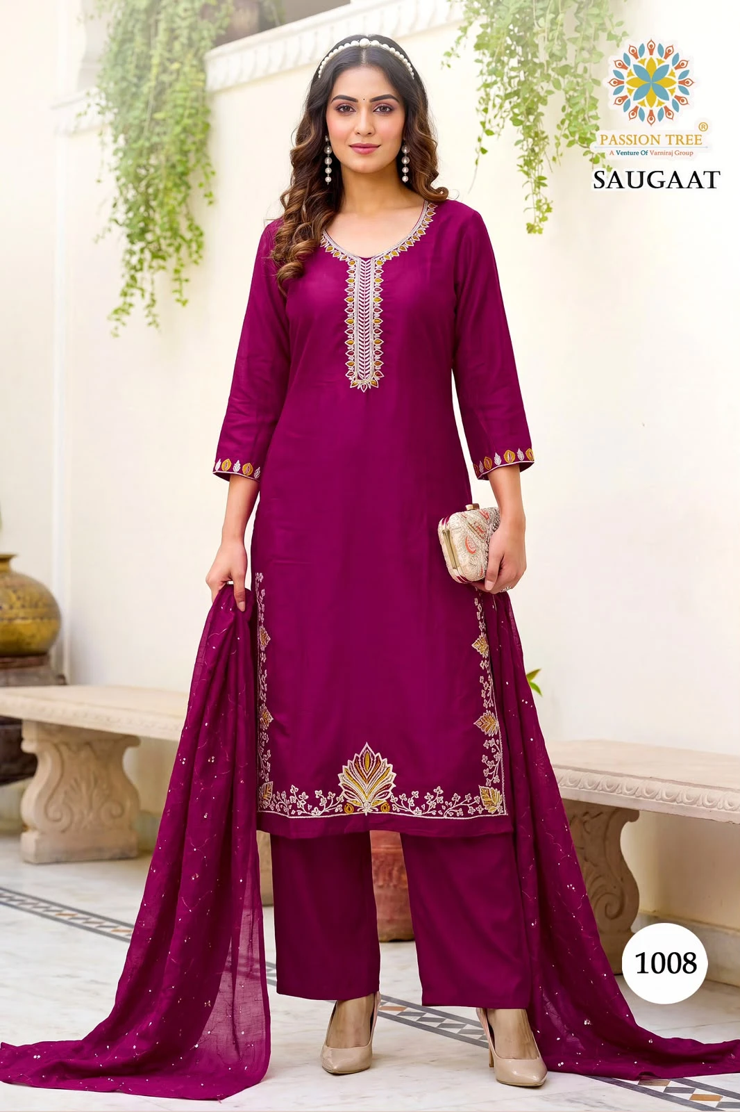 Passion Tree Saugaat Vol-1 To Palazzo Dupatta Wholesale Collection 9