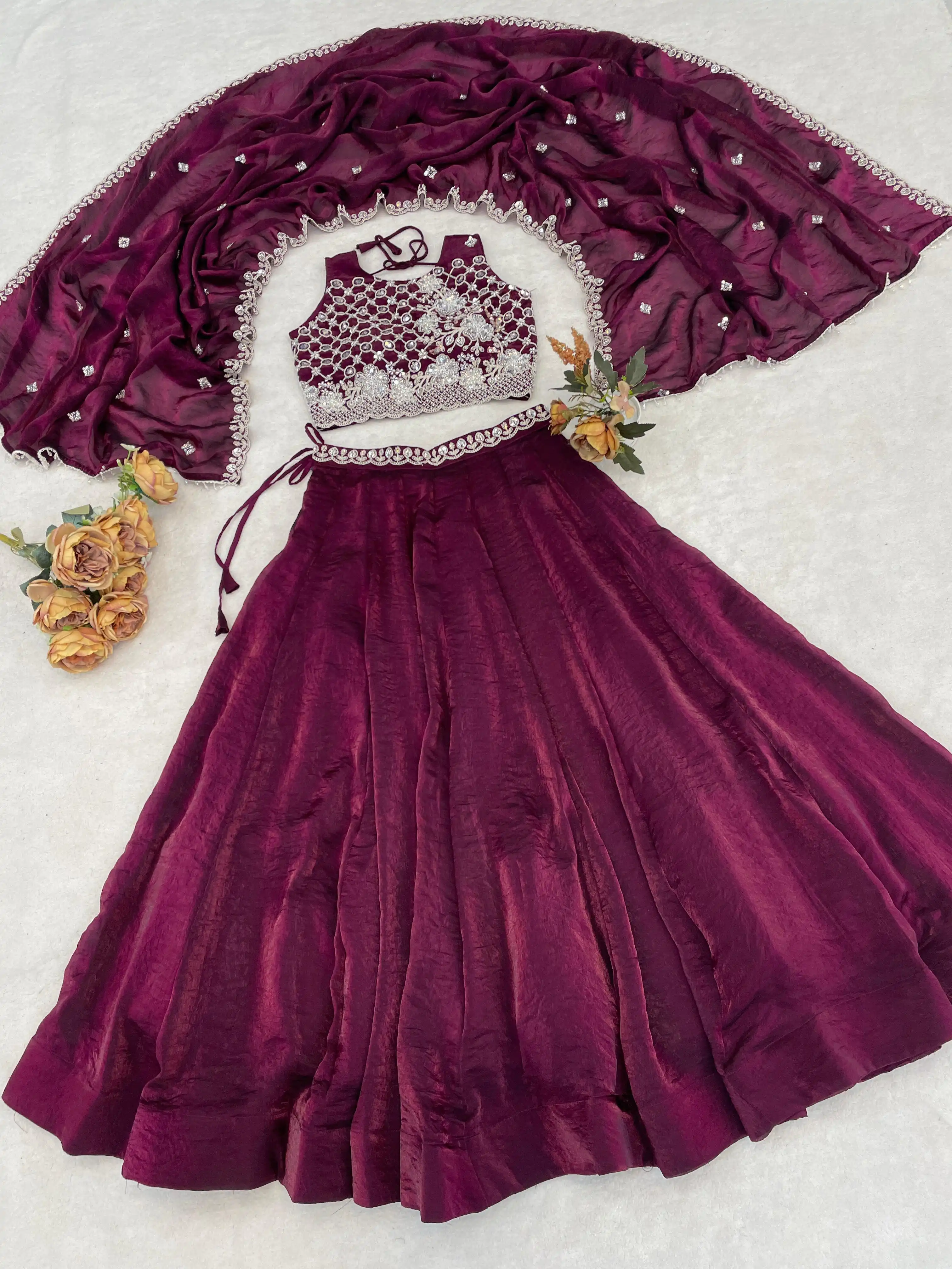 Premium Fendy Silk Lehenga Choli With Beads Work 10