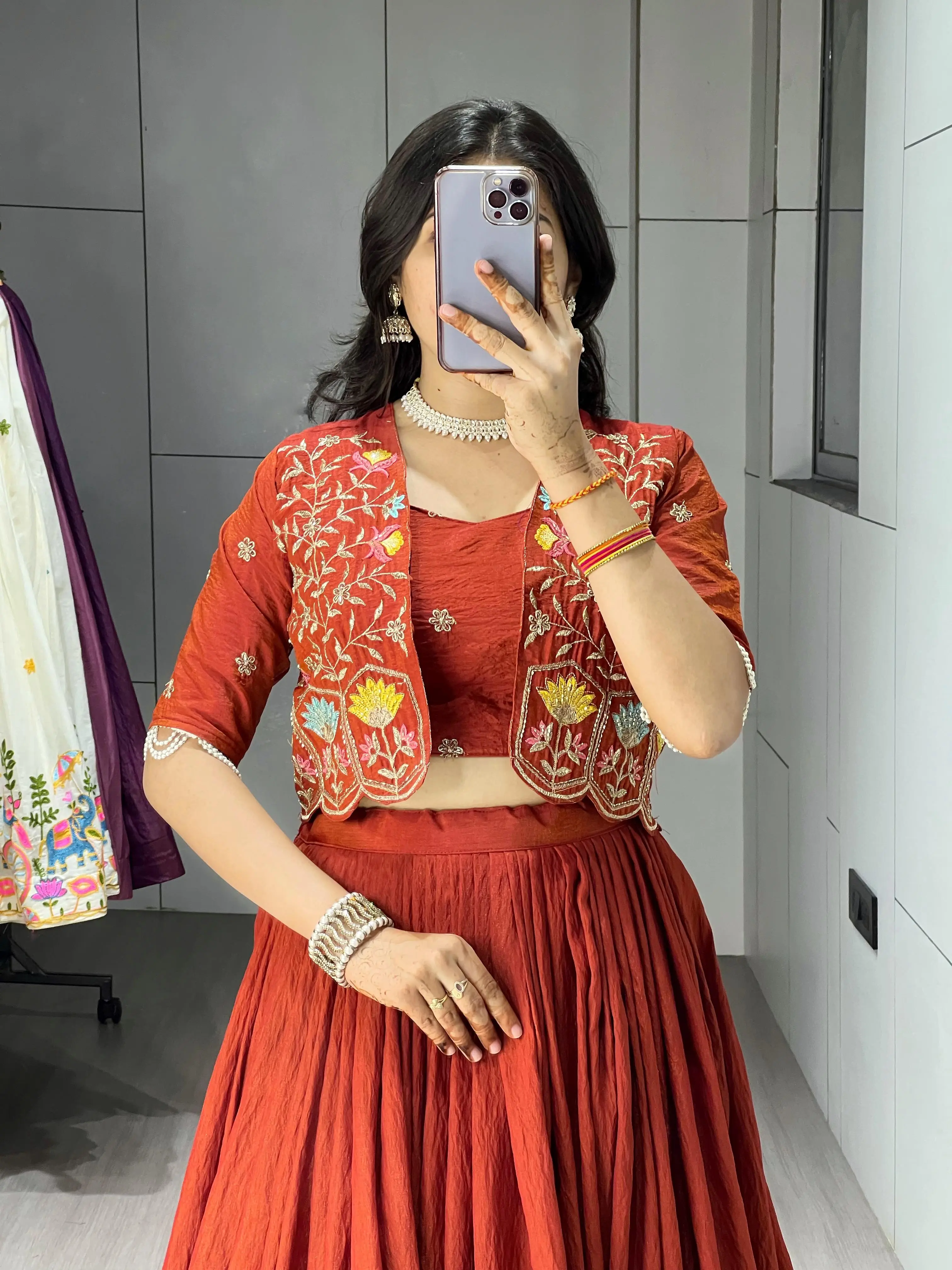 Premium NC Vichitra Embroidered Koti Jacket Lehenga Choli 2