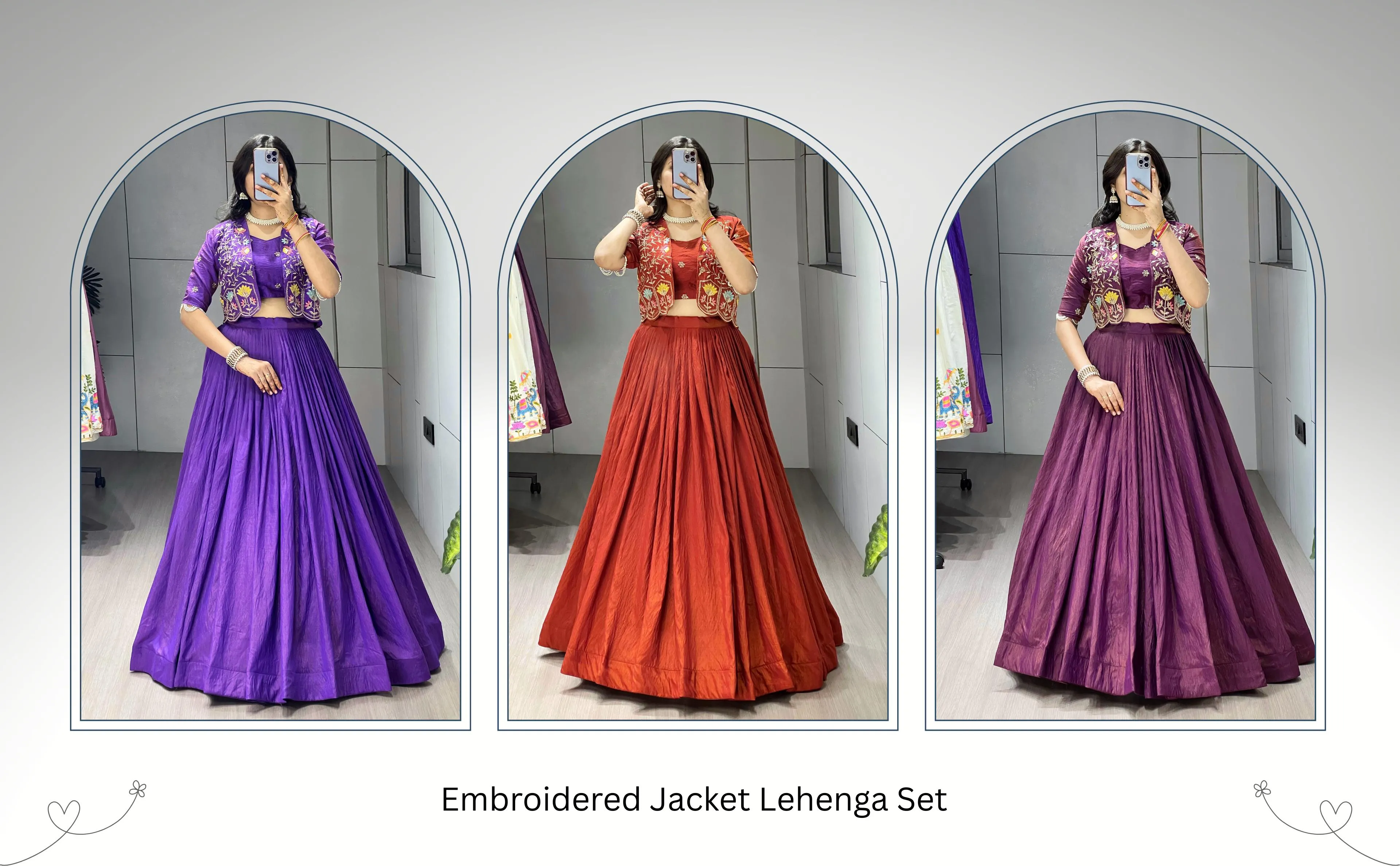 Premium NC Vichitra Embroidered Koti Jacket Lehenga Choli 5