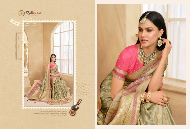 Rajguru Aastha Satin Jacquard Woven Work Saree Collection 13