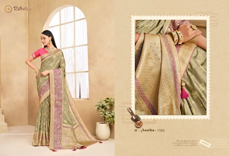 Rajguru Aastha Satin Jacquard Woven Work Saree Collection 14