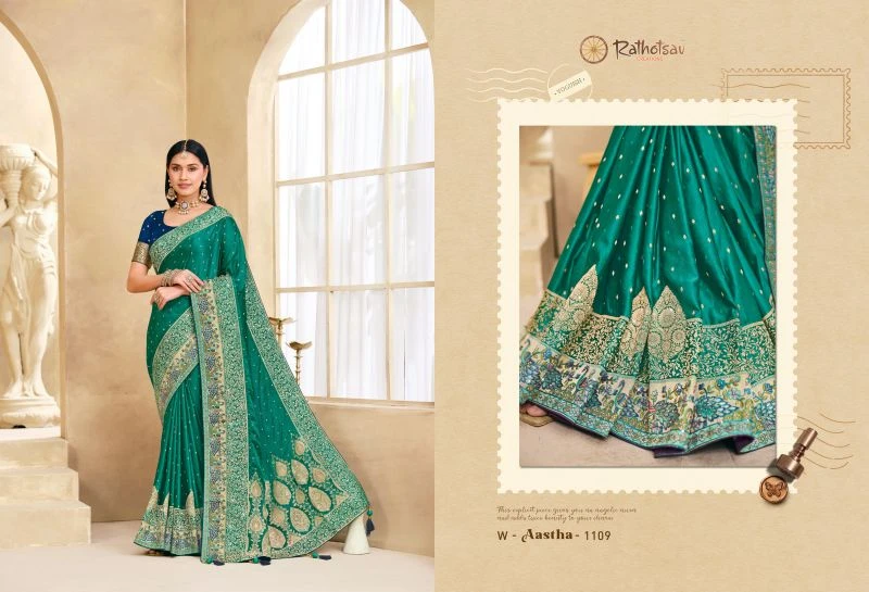 Rajguru Aastha Satin Jacquard Woven Work Saree Collection 2