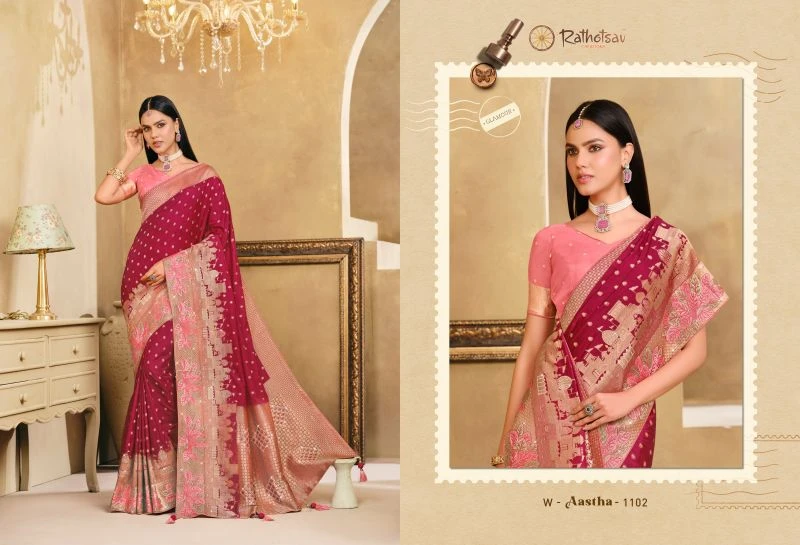 Rajguru Aastha Satin Jacquard Woven Work Saree Collection 3