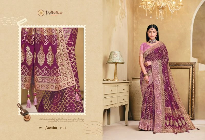 Rajguru Aastha Satin Jacquard Woven Work Saree Collection 4