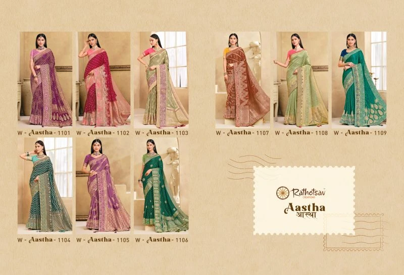 Rajguru Aastha Satin Jacquard Woven Work Saree Collection 7