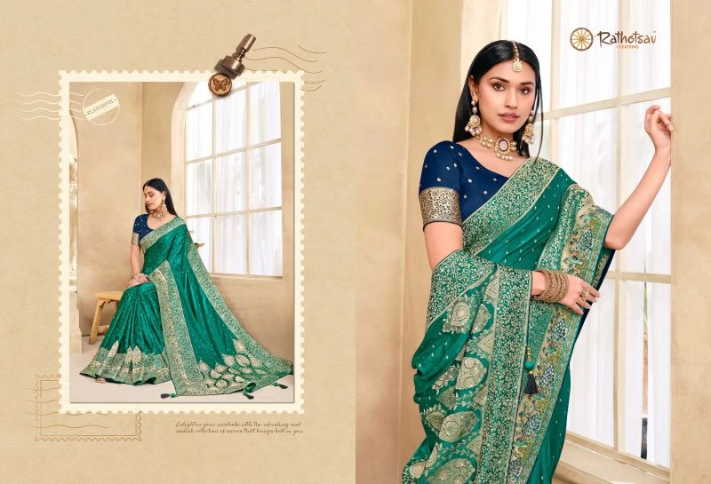 Rajguru Aastha Satin Jacquard Woven Work Saree Collection 8