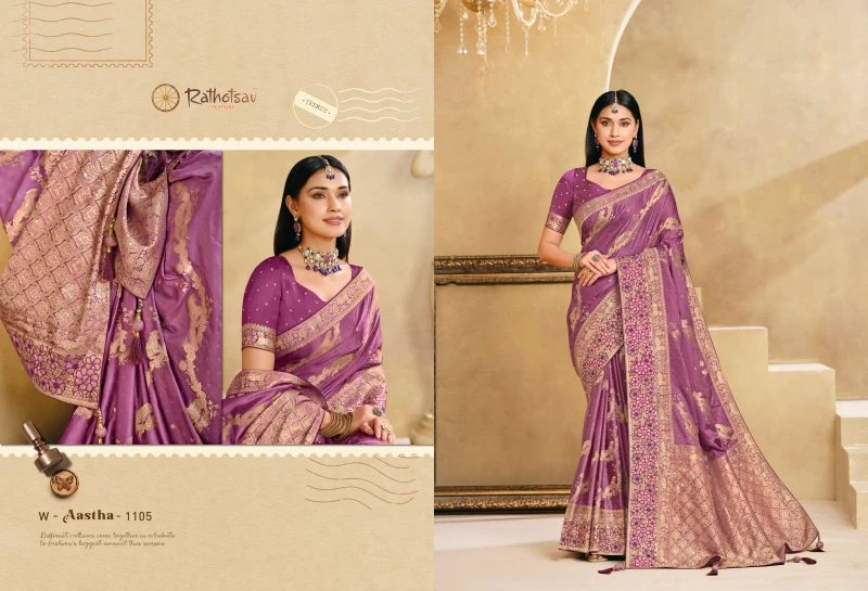Rajguru Aastha Satin Jacquard Woven Work Saree Collection 9
