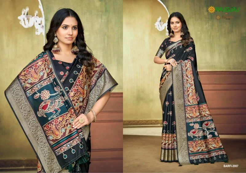 Rajguru Barfi Crepe Silk Printed Festival Wear Saree Collection 5