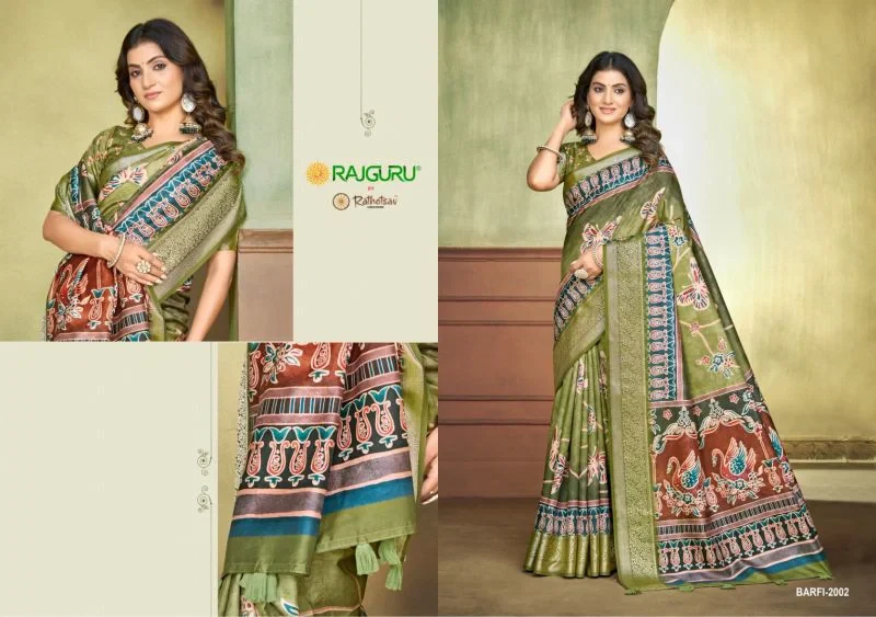 Rajguru Barfi Crepe Silk Printed Festival Wear Saree Collection 6