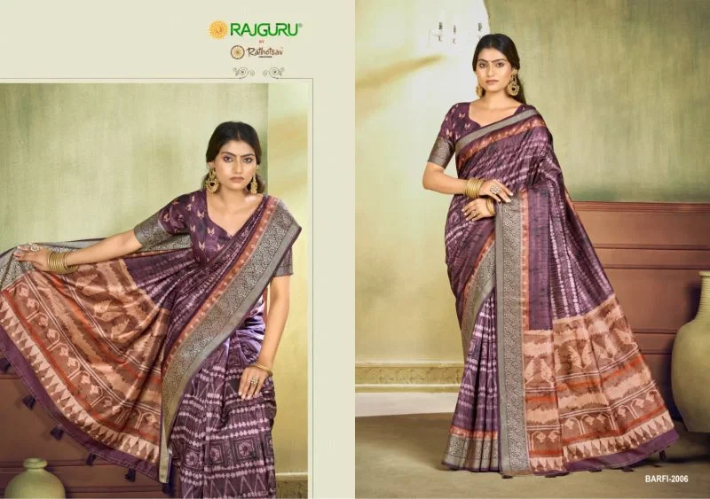 Rajguru Barfi Crepe Silk Printed Festival Wear Saree Collection 7