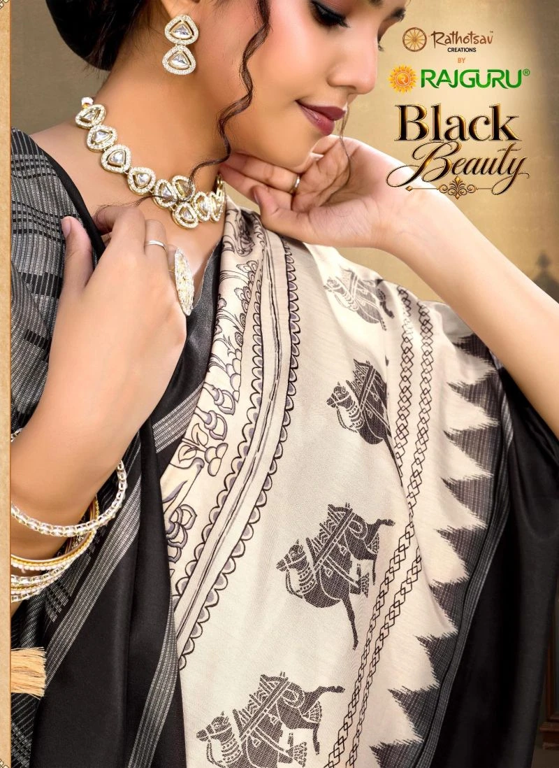 Rajguru Black Beauty Matka Silk Printed Saree Collection