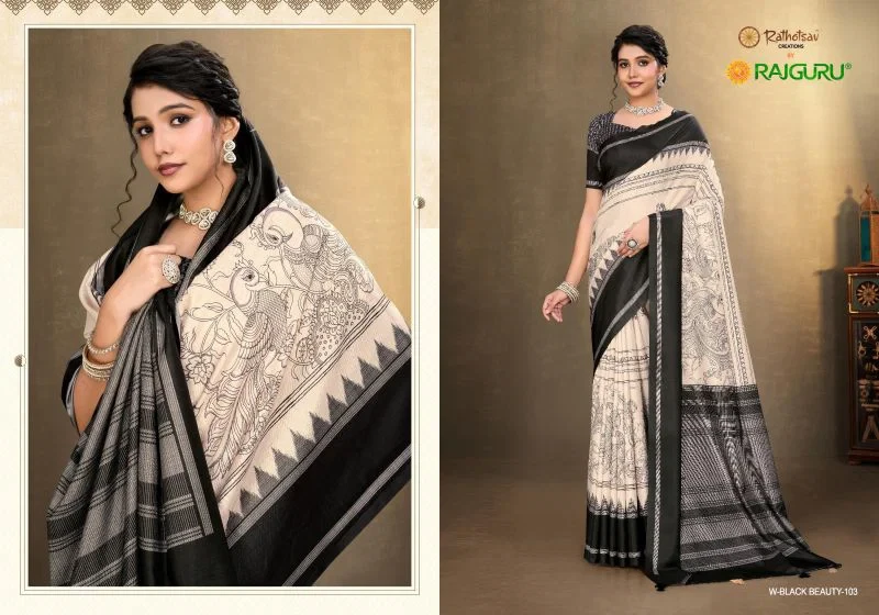 Rajguru Black Beauty Matka Silk Printed Saree Collection 2