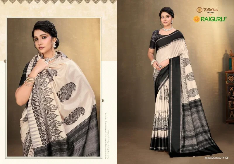 Rajguru Black Beauty Matka Silk Printed Saree Collection 6