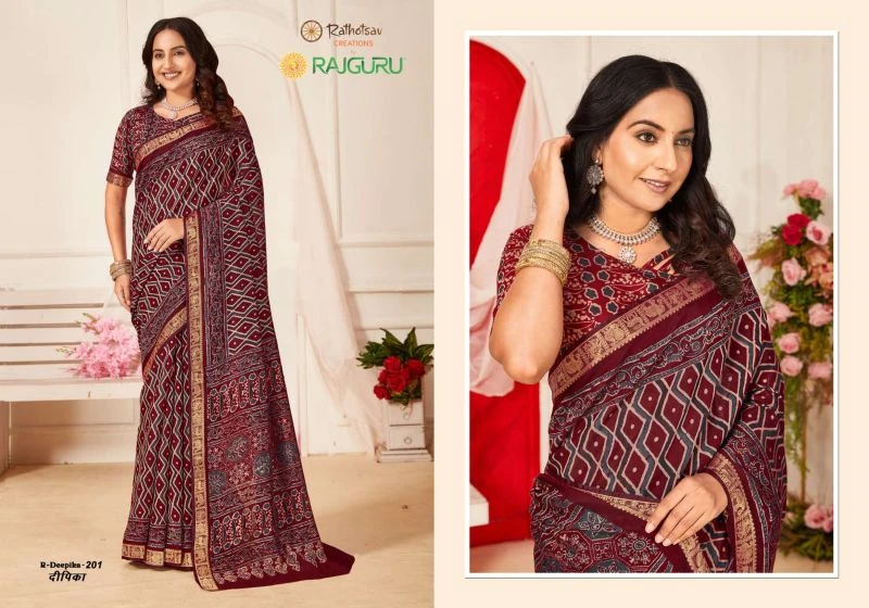 Rajguru Deepika Mul Crepe Printed Designer Saree Collection 2