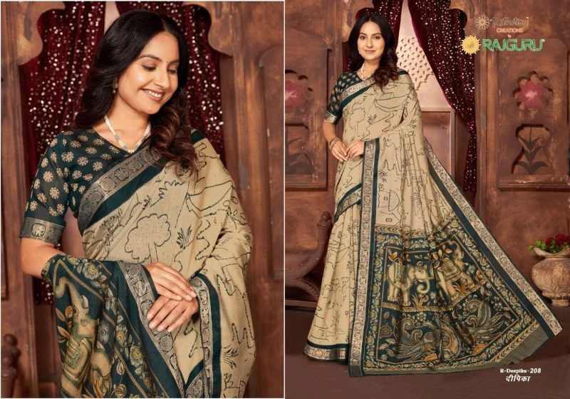 Rajguru Deepika Mul Crepe Printed Designer Saree Collection 7