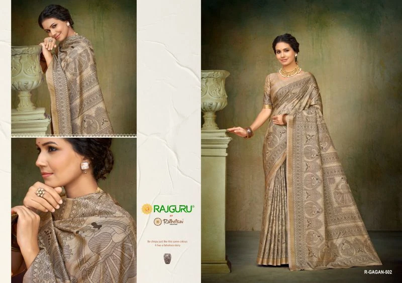 Rajguru Gagan Soft Tussar Silk Digital Printed Saree Collection 4