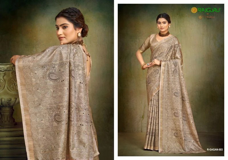 Rajguru Gagan Soft Tussar Silk Digital Printed Saree Collection 5