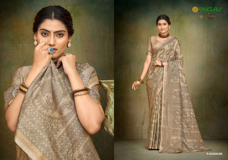 Rajguru Gagan Soft Tussar Silk Digital Printed Saree Collection 7