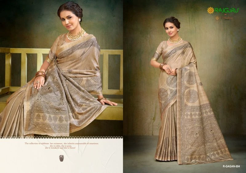 Rajguru Gagan Soft Tussar Silk Digital Printed Saree Collection 8