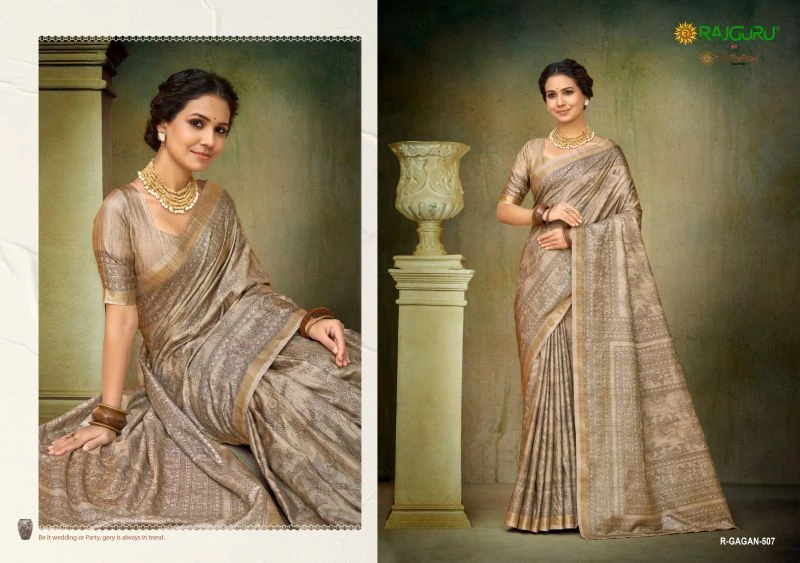 Rajguru Gagan Soft Tussar Silk Digital Printed Saree Collection 9
