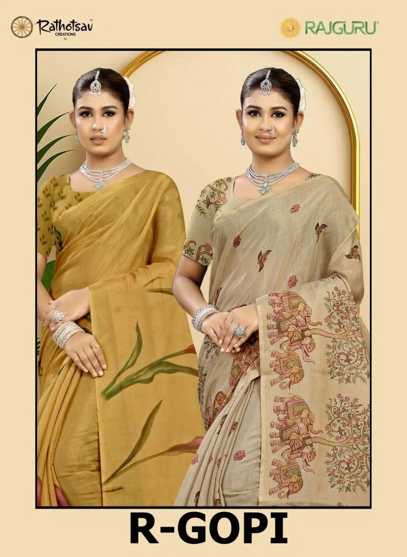 Rajguru Gopi Tissue Digital Printed Saree Collection 1