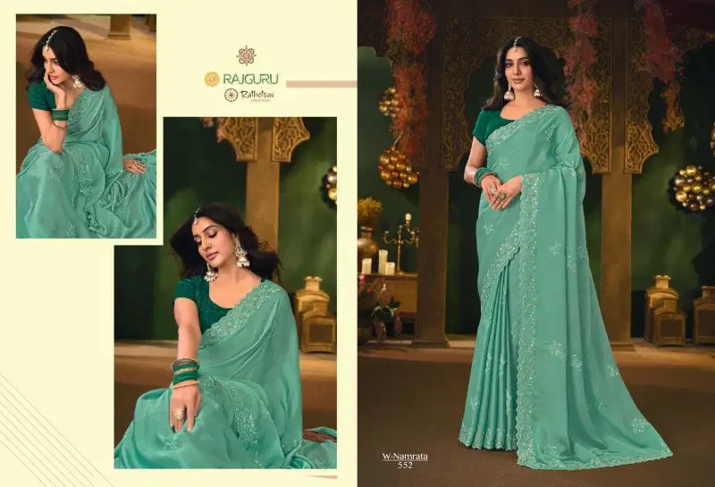 Rajguru Namrata Vol 3 Silk Chiffon Embroidered Designer Saree Collection 3