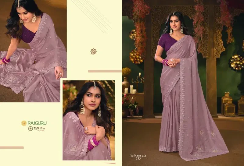 Rajguru Namrata Vol 3 Silk Chiffon Embroidered Designer Saree Collection 4