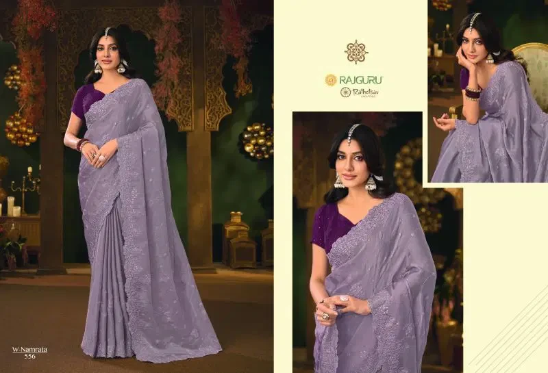 Rajguru Namrata Vol 3 Silk Chiffon Embroidered Designer Saree Collection 5