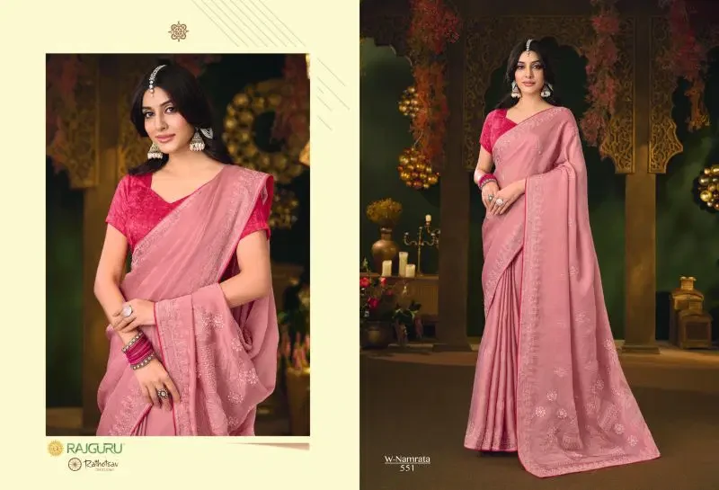 Rajguru Namrata Vol 3 Silk Chiffon Embroidered Designer Saree Collection 7