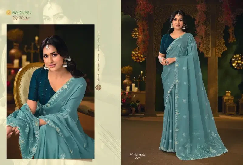 Rajguru Namrata Vol 3 Silk Chiffon Embroidered Designer Saree Collection 8