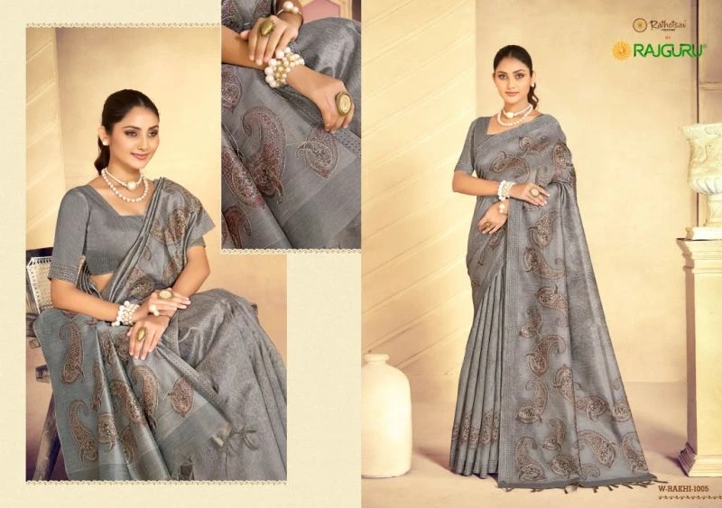 Rajguru Rakhi Tassar Printed Festival Wear Saree Collection 2