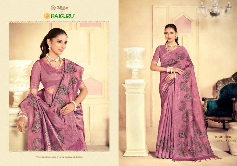 Rajguru Rakhi Tassar Printed Festival Wear Saree Collection 4