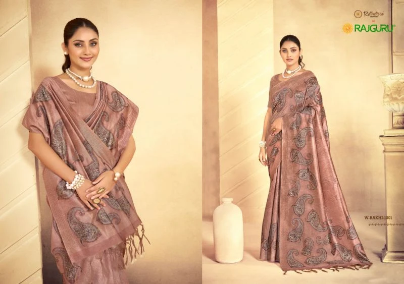 Rajguru Rakhi Tassar Printed Festival Wear Saree Collection 5