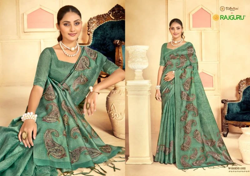 Rajguru Rakhi Tassar Printed Festival Wear Saree Collection 6