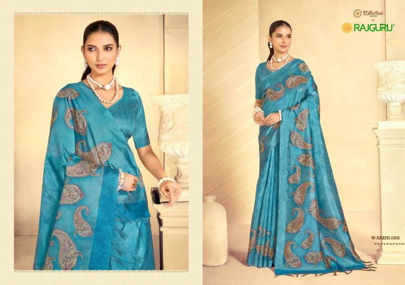 Rajguru Rakhi Tassar Printed Festival Wear Saree Collection 7