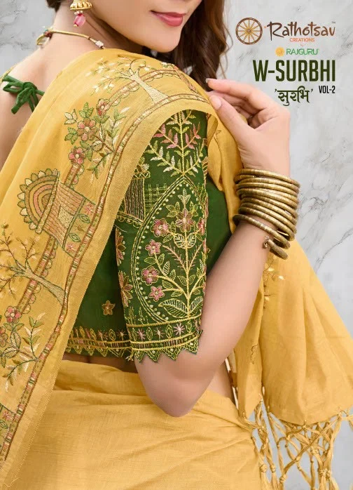 Rajguru Surbhi Vol 2 Semi Cotton Embroidered Saree Collection 1