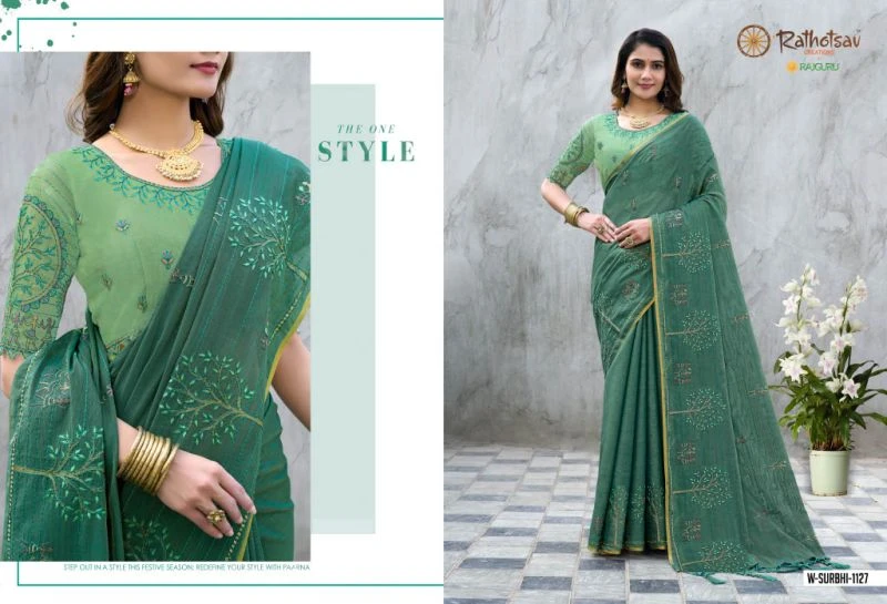 Rajguru Surbhi Vol 2 Semi Cotton Embroidered Saree Collection 10